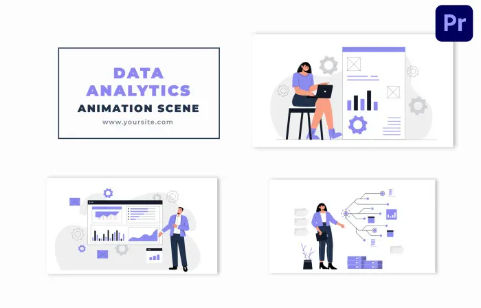 Flat Style Data Analytics Character Animation Animation Scene